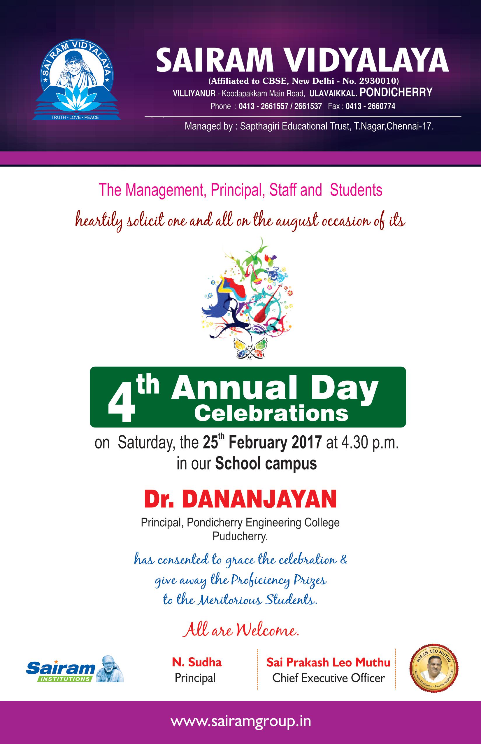 4th Annual day celebration on 25th Feb, 2017 at our school campus